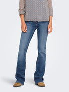 ONLY Blush Mid Flared Denim - Medium Blue Denim Medium Blue Denim front view
