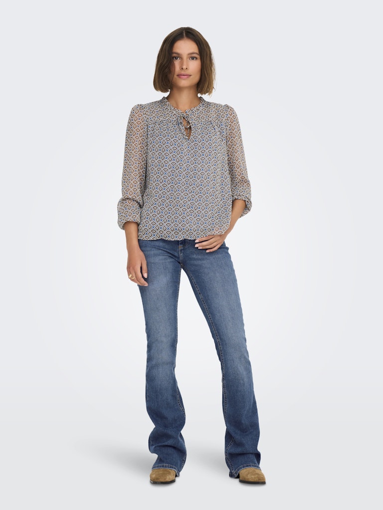 Ladies Blush Mid Flared Denim - Medium Blue Denim-Full Front View