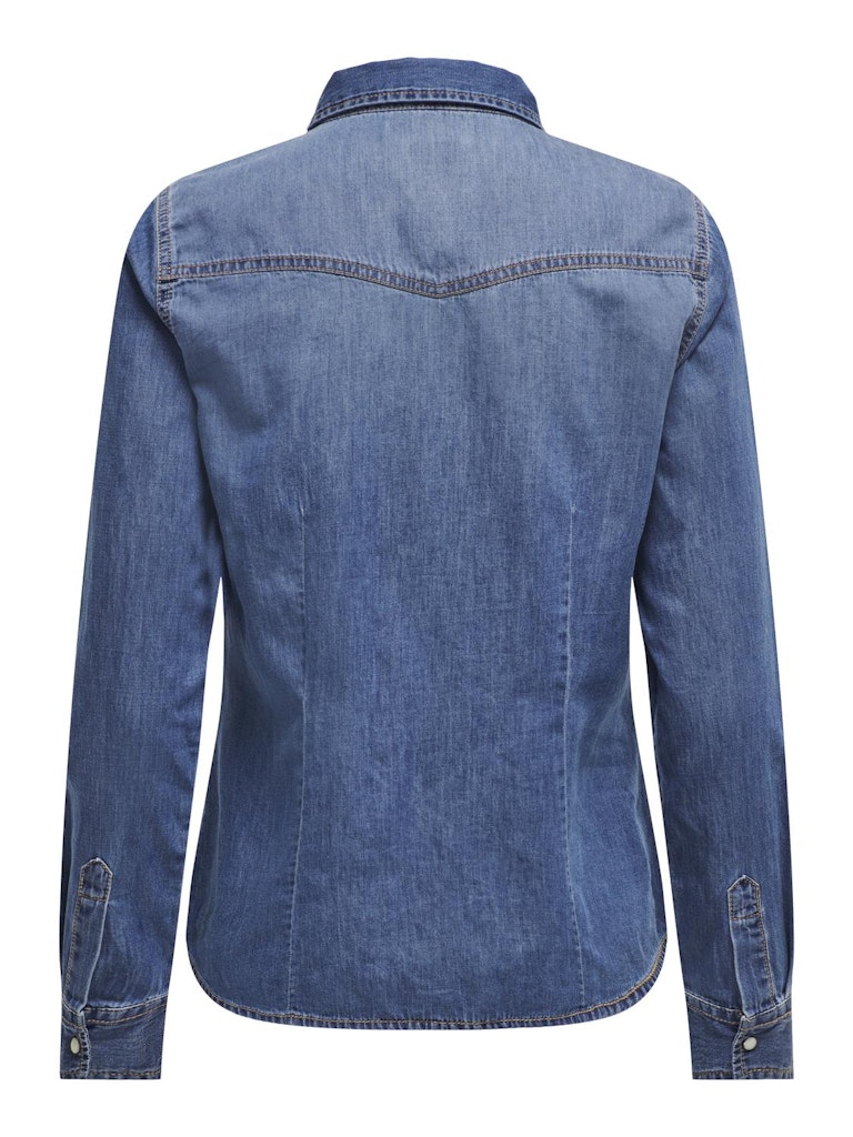 ONLY Alexa Long Sleeve Denim Shirt Medium Blue Denim back view