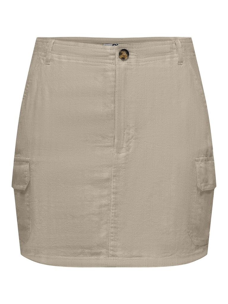 Ladies Malfy Cargo Linen Short Skirt-Oxford Tan-Front View