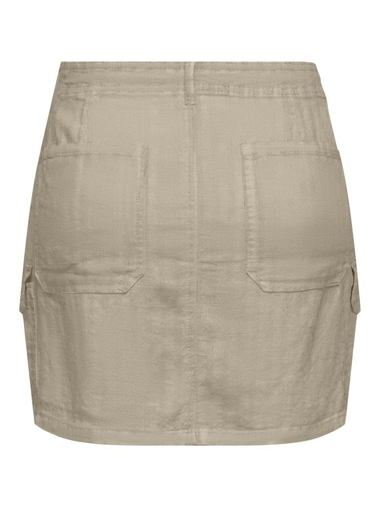 Ladies Malfy Cargo Linen Short Skirt-Oxford Tan-Back View