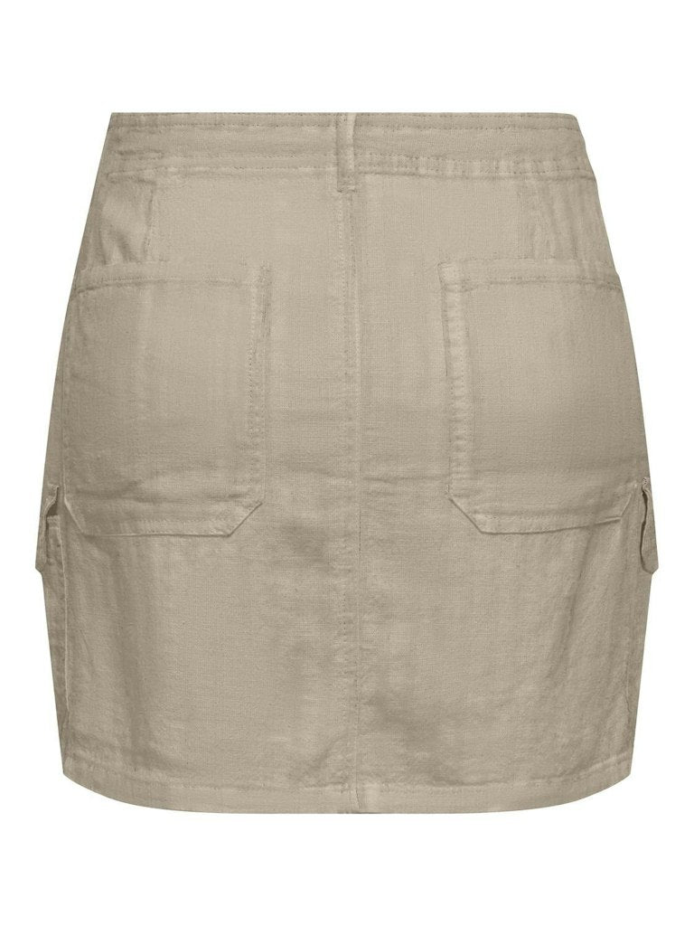 ONLY Malfy Cargo Linen Short Skirt-Oxford Tan Oxford Tan model front view