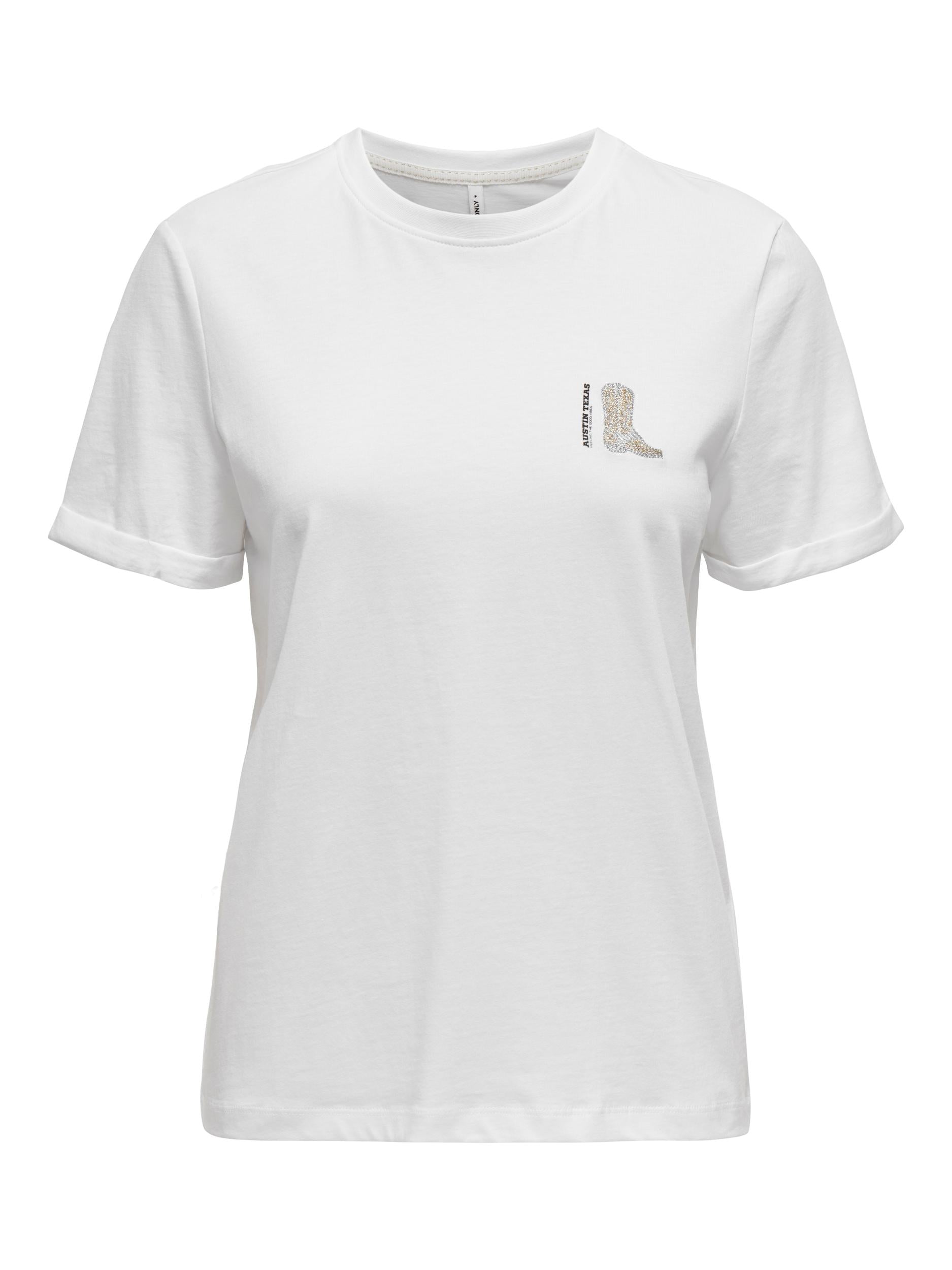 Ladies West Short Sleeve Bright White Tee-Front View