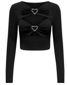 ONLY Mindy Long Sleeve Rib Top-Black Black front view