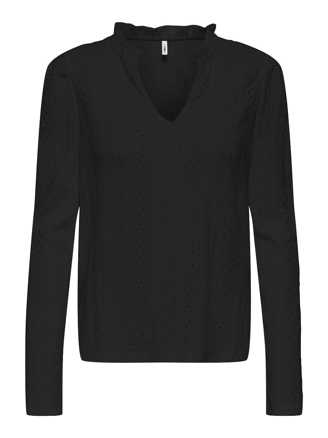 Ladies Ovia Long Sleeve V-Neck Puff Top-Black-Front View