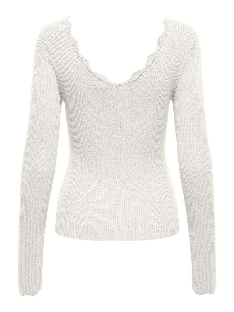 Ladies Julie Life Long Sleeve V-Neck Top-Cloud Dancer-Back View