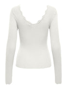 ONLY Julie Life Long Sleeve V-Neck Top-Cloud Dancer Cloud Dancer model front view