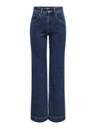 ONLY Juicy High Waist Wide Denim Jeans Medium Blue Denim front view