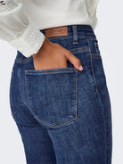 ONLY Ann Mid Waist Flare Denim Jean DARK BLUE DENIM side view