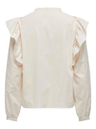 ONLY Regina Long Sleeve Frill Ecru Top Ecru model front view
