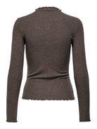 ONLY Emma Long Sleeve High Neck Top - Brown Brown flat front view