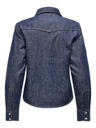 ONLY Charlize Long Sleeve Denim Shirt - Blue Dark Blue Denim side view