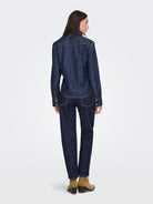 ONLY Charlize Long Sleeve Denim Shirt - Blue Dark Blue Denim detail view