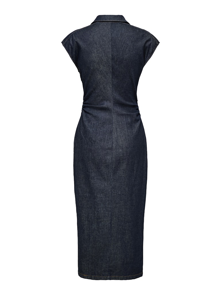 Ladies Babe Cap Sleeve Midi Denim Rinse Dress-Back View