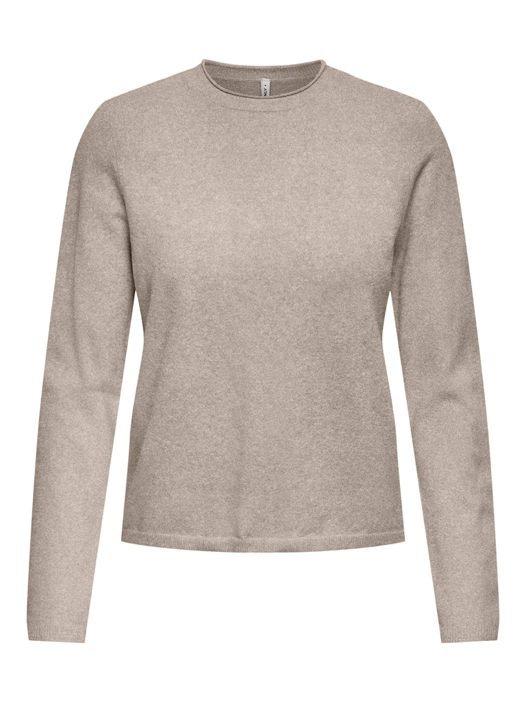 ONLY Loyal Long Sleeve Oneck Knit - Beige Melange Beige Melange back view