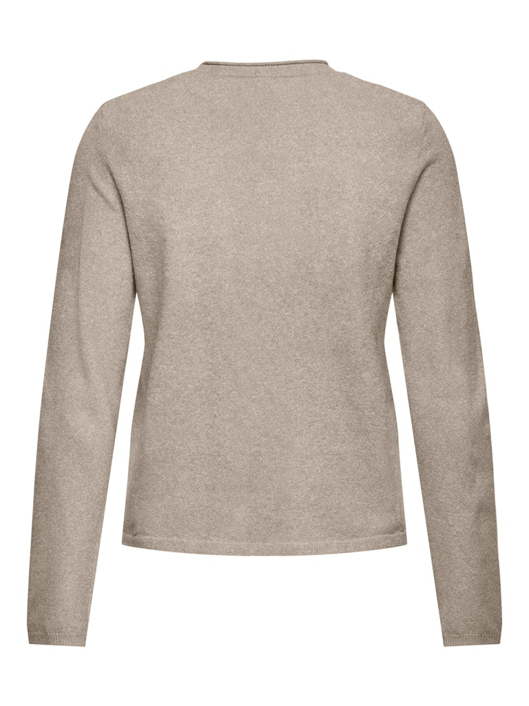 Ladies Loyal Long Sleeve Oneck Knit  - Beige Melange-Back View