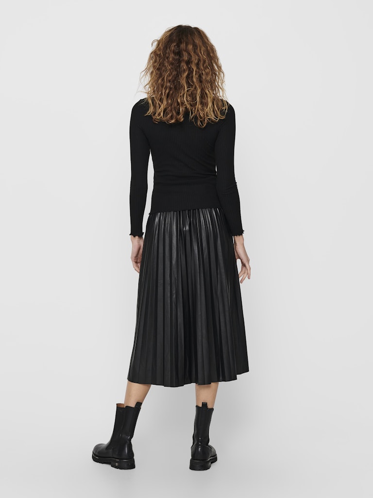Ladies Emma Long Sleeve High Neck Top - Black-Model Back View