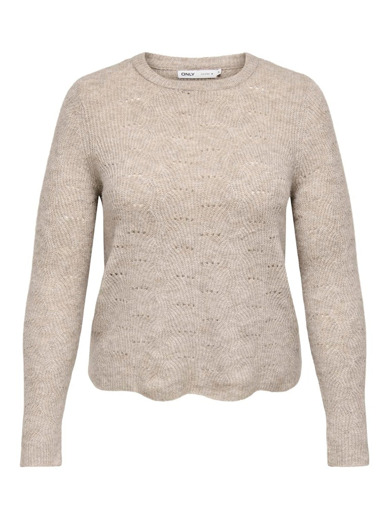 Ladies Lolli Long Sleeve Pullover Knit-Taupe Grey-Front View