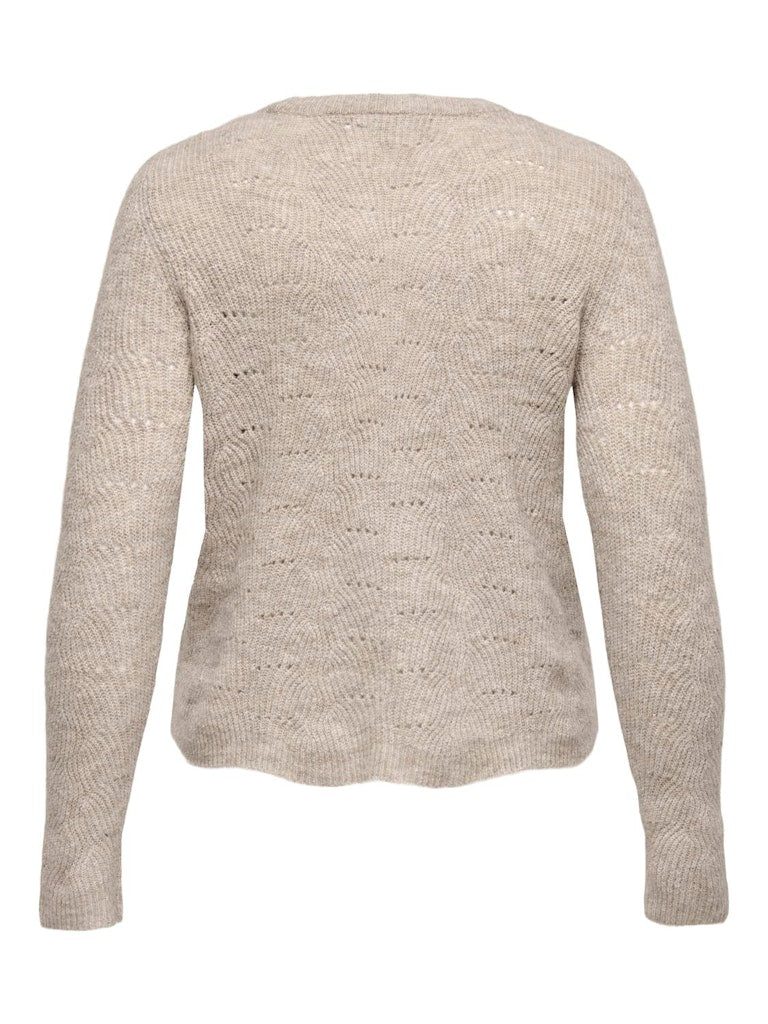 Ladies Lolli Long Sleeve Pullover Knit-Taupe Grey-Back View