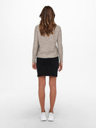 ONLY Lolli Long Sleeve Pullover Knit-Taupe Grey Taupe Grey model front view
