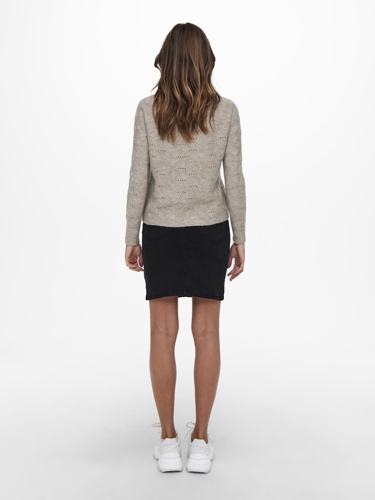 ONLY Lolli Long Sleeve Pullover Knit-Taupe Grey Taupe Grey model front view