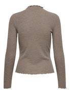 ONLY Emma Long Sleeve High Neck Top - Light Brown Light Brown side view