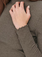 ONLY Emma Long Sleeve High Neck Top - Light Brown Light Brown detail view