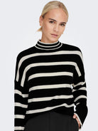 ONLY Ibil Long Sleeve High Neck Pullover Knit-Black BLACK front view