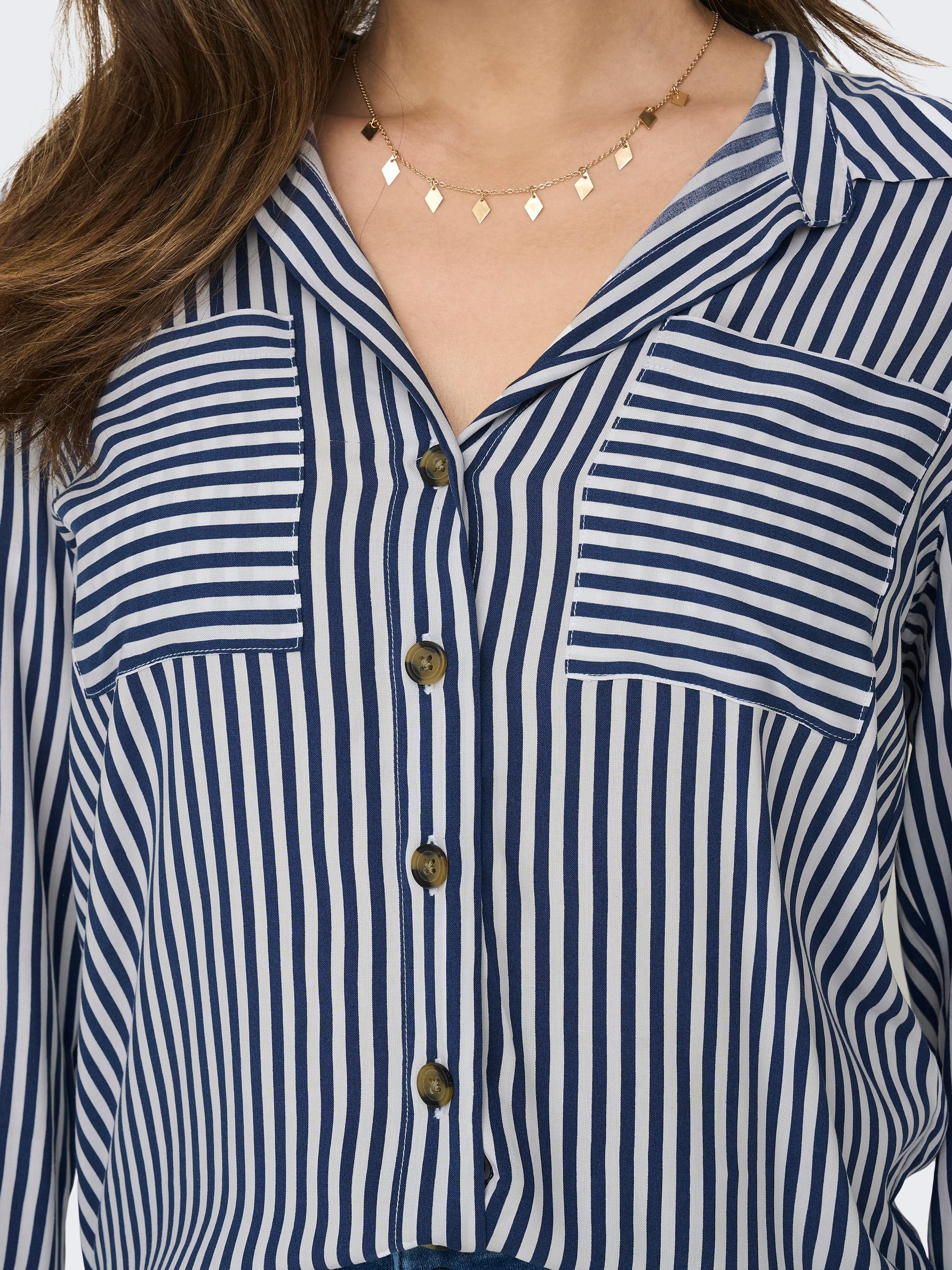 Ladies Yasmin Long Sleeve Peacoat Woven Shirt-Button View
