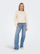 ONLY Juicy Low Waist Wide Leg Denim Jeans Light Blue Denim detail view
