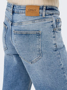 ONLY Juicy Low Waist Wide Leg Denim Jeans Light Blue Denim flat front view