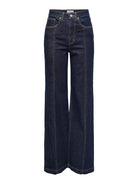 ONLY Hope High Waist Wide Denim Jeans 1288 DARK BLUE DENIM flat front view