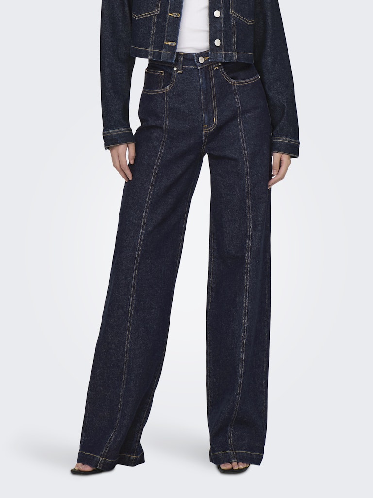 ONLY Hope High Waist Wide Denim Jeans 1288 DARK BLUE DENIM front view