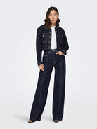 ONLY Hope High Waist Wide Denim Jeans 1288 DARK BLUE DENIM model front view