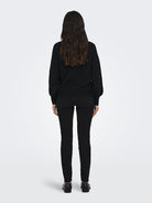 ONLY Emma Life Long Sleeve Button Detail Knit - Black Black detail view