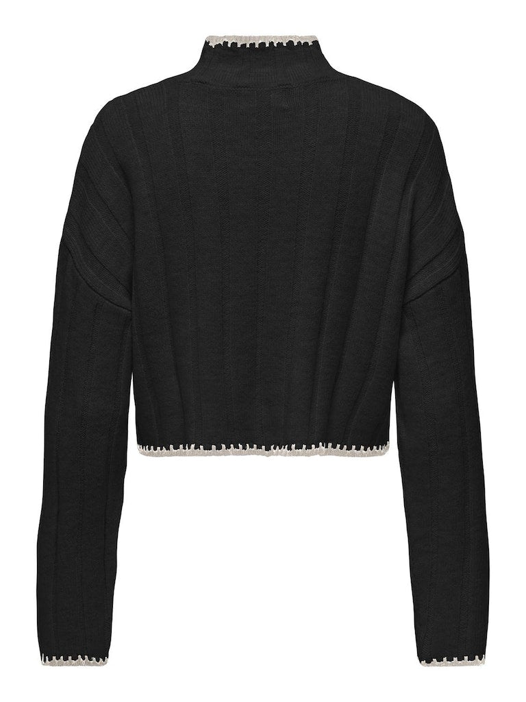 ONLY Chick Stitch Long Sleeve High Neck Black back view