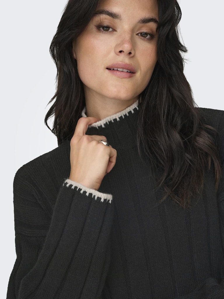 ONLY Chick Stitch Long Sleeve High Neck Black front view