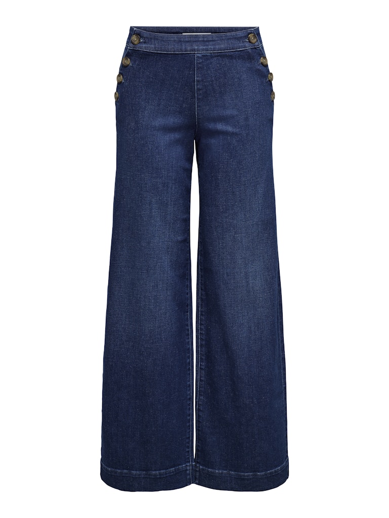 Full front view of Madison wide denim jeans