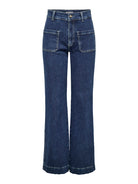 ONLY Juicy Wide Fit Pocket Blue Jeans Blue flat front view