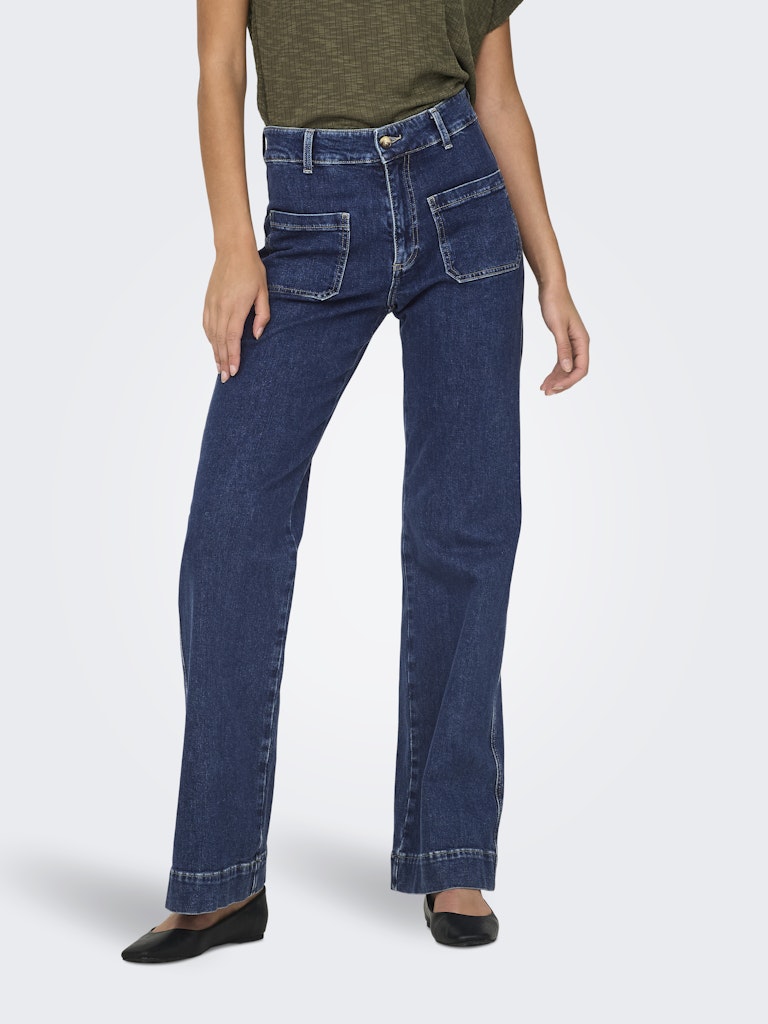 ONLY Juicy Wide Fit Pocket Blue Jeans Blue front view