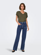 ONLY Juicy Wide Fit Pocket Blue Jeans Blue model front view