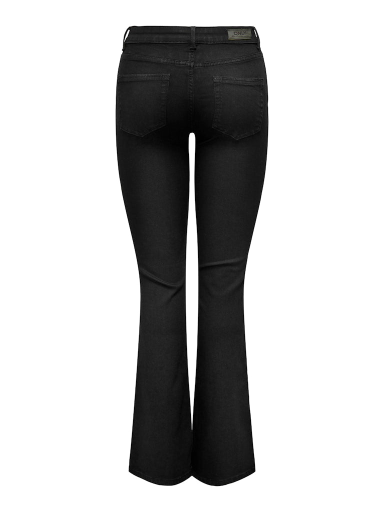 Blush Mid Waist Flared Black Denim Jeans-Back view