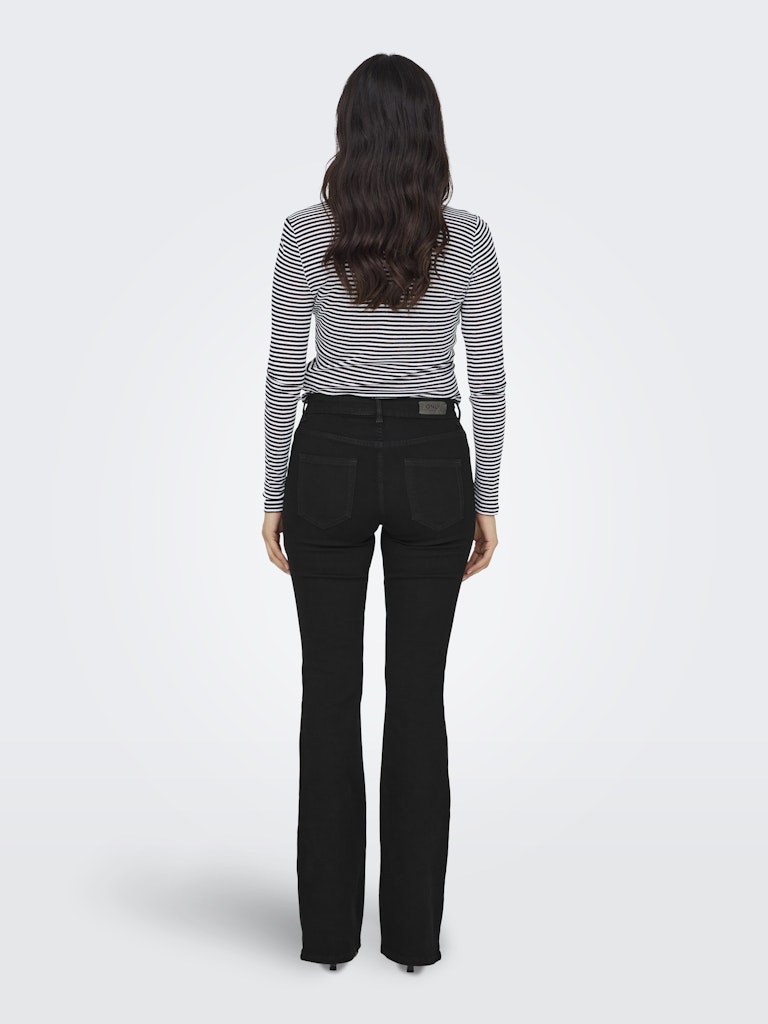 Blush Mid Waist Flared Black Denim Jeans-Back view