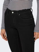 ONLY Blush Mid Waist Flared Black Denim Jeans BLACK DENIM side view