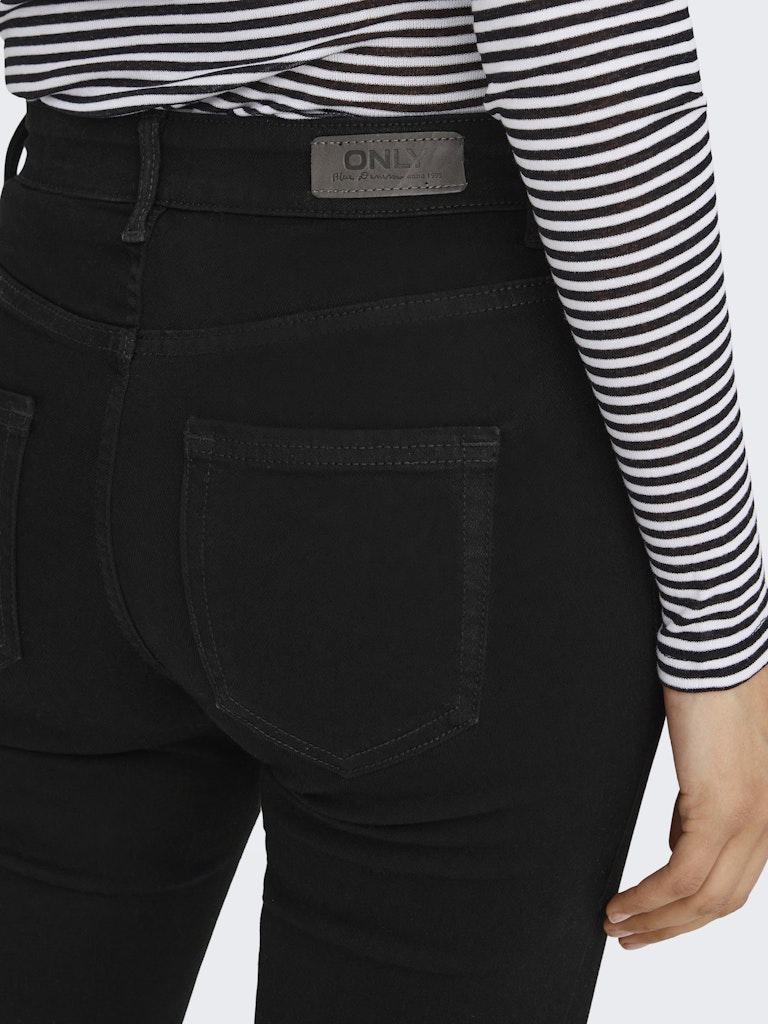 Blush Mid Waist Flared Black Denim Jeans-Back pocket view