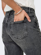 ONLY Juicy Low Waist Wide Grey Jeans GREY flat front view