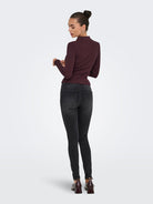 ONLY Elisa Long Sleeve Rib Polo Knit - Purple Purple back view