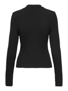 ONLY Elisa Long Sleeve Rib Polo Knit - Black BLACK side view