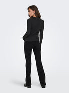 ONLY Elisa Long Sleeve Rib Polo Knit - Black BLACK detail view