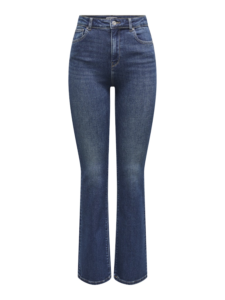 ONLY Mila High Waist Flared Denim Jeans DARK BLUE DENIM front view